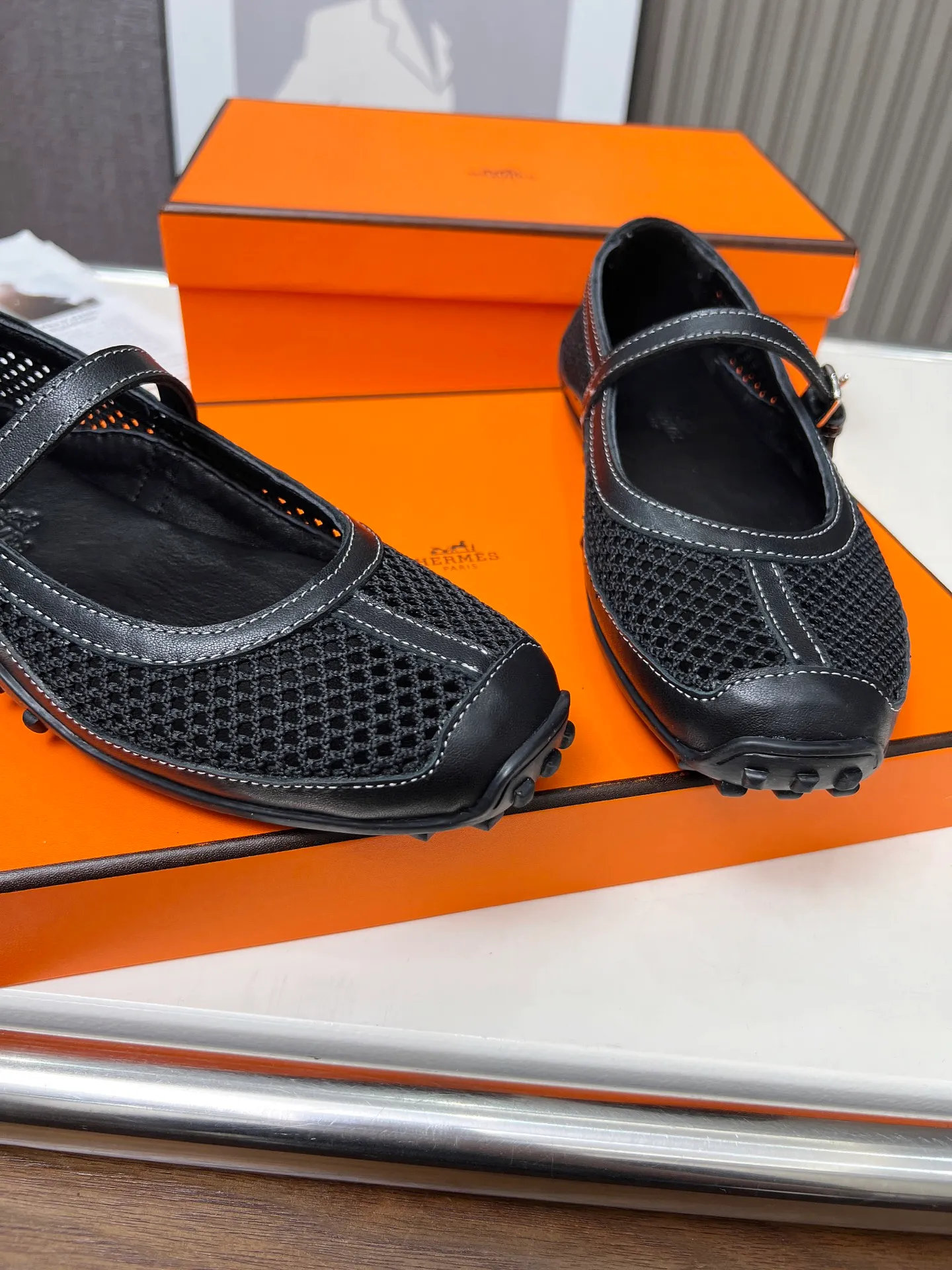 👟👟Ex-factory price 480👟👟Hermes New model! Original development, top layer cowhide! New crafting grid! In sheepskin, sheepskin padding! 35-41 yards